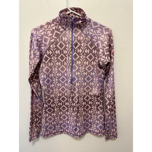 Nike Pro Hyperwarm Dri Fit Purple Half Zip Long Sleeve Top Womens Medium - Picture 1 of 9